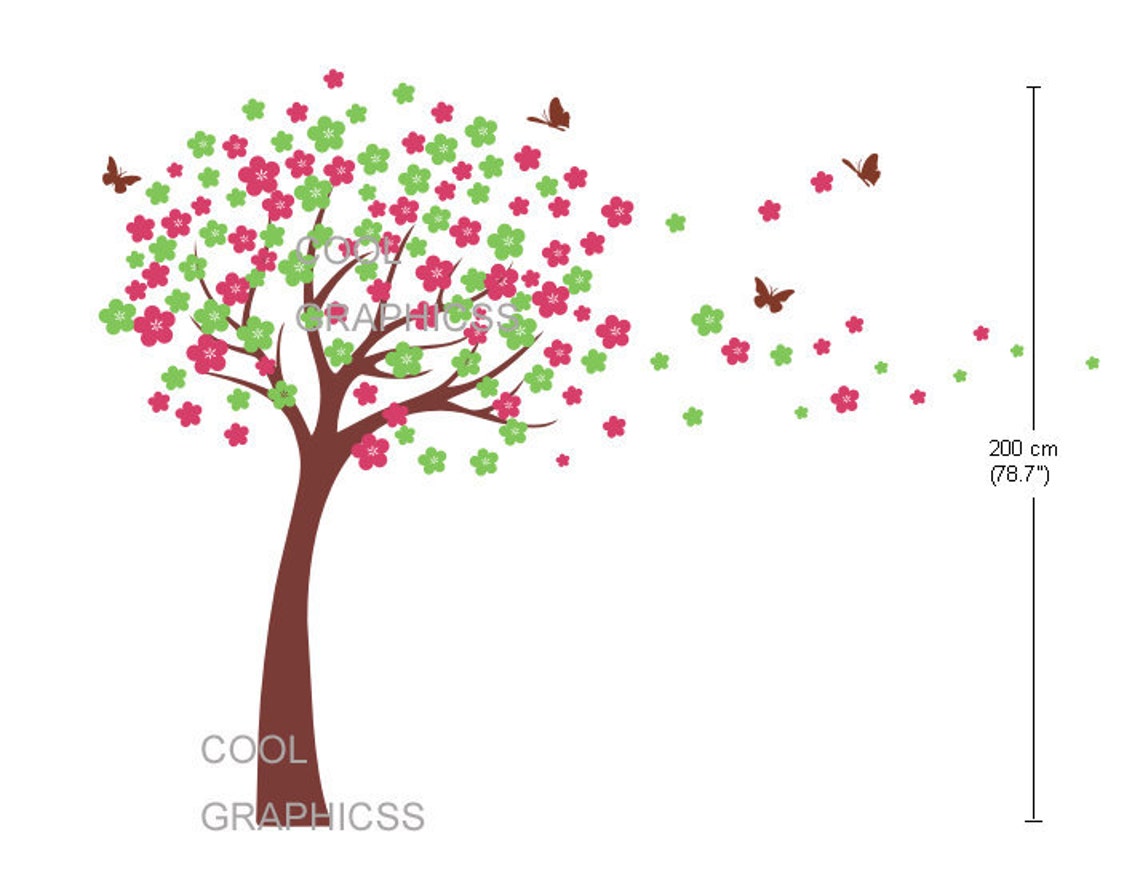 Cherry Blossom Tree Vinyl Wall Decals Trees Wall Decals Etsy
