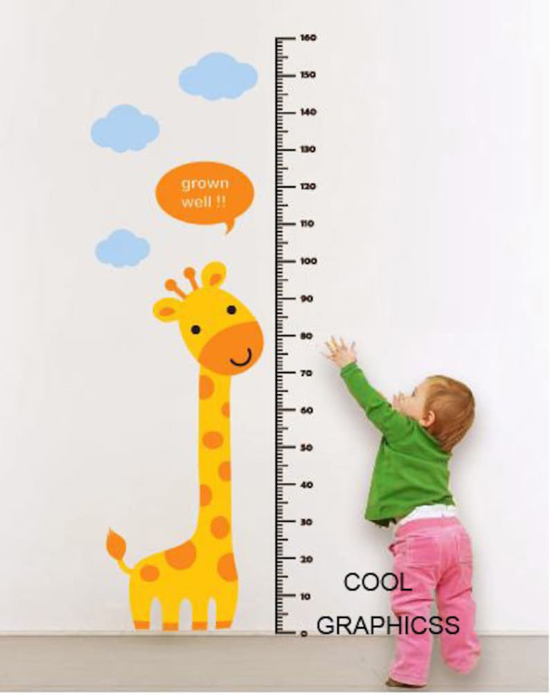 Wall Decal Giraffe Growth Chart Wall Decal Children Wall Decal Etsy