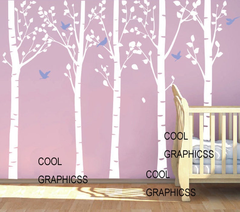 5 Large Birch Tree Forest Vinyl Wall Decals Trees Wall Etsy