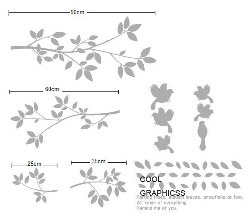 Birds and Spring Branches Vinyl Wall Decal Sticker Art,Wall Hanging, Mural image 4