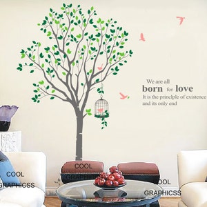 Large Spring Tree with 2 colors leaves 82 Inches tall Vinyl Wall Decal Sticker Art,Wall Hanging, Mural image 3