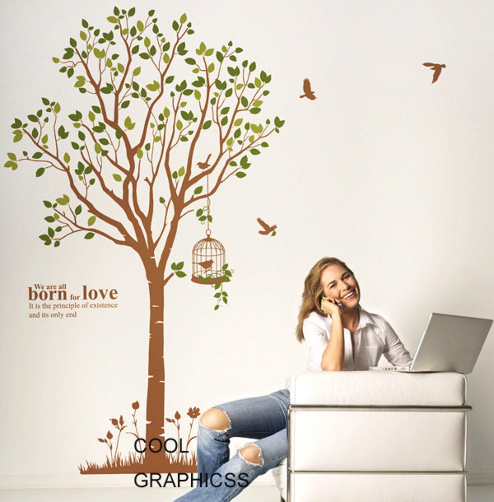 Vinyl Wall Decals Trees Wall Sticker Wall Decal Girl Baby Etsy