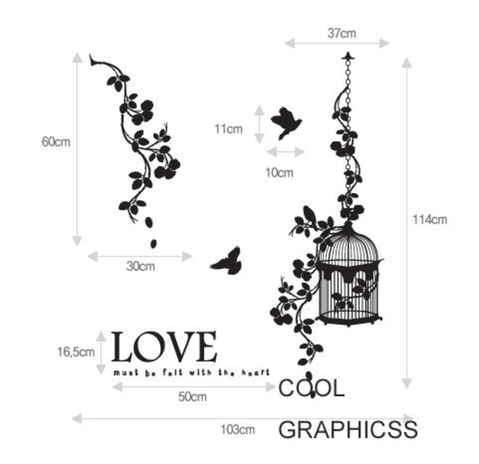 Beautiful Branches and Birds Cage vinyl Wall Decal Sticker Etsy