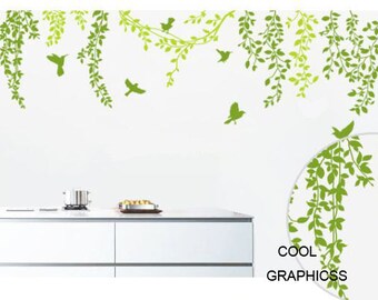 Spring Branches and Flying Birds -Vinyl Wall Decal Sticker Art,Wall Hanging, Mural