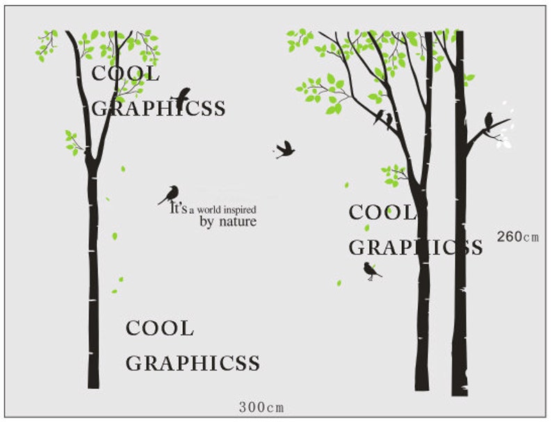 árboles de la pared etiqueta de la pared calcomanía oficina vuelan aves pared calcomanía niños etiqueta colgante de pared de Arte Mural pared que decoración-3 abedules conjunto imagen 3
