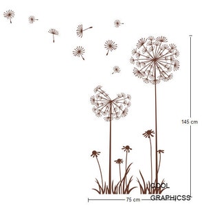 Dandelions in the Wind White Green Vinyl Wall Decal Sticker Art for bedroom,living room image 4