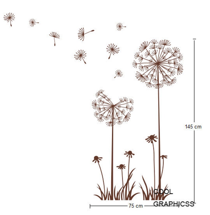 Dandelions in the Wind White Green Vinyl Wall Decal Sticker Art for bedroom,living room image 4