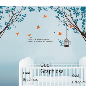 Deux Branche Coin Avec Oiseaux Et Citation Vinyle Murales Etsy