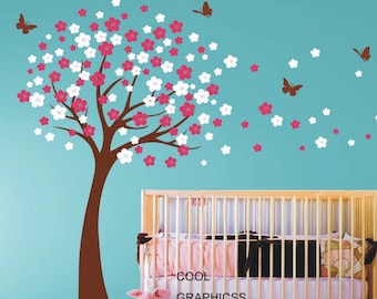 Wall Decals Cherry Blossom Tree wall decals nursery wall decals children girl baby wall decals  wall sticker wall decor butterfly