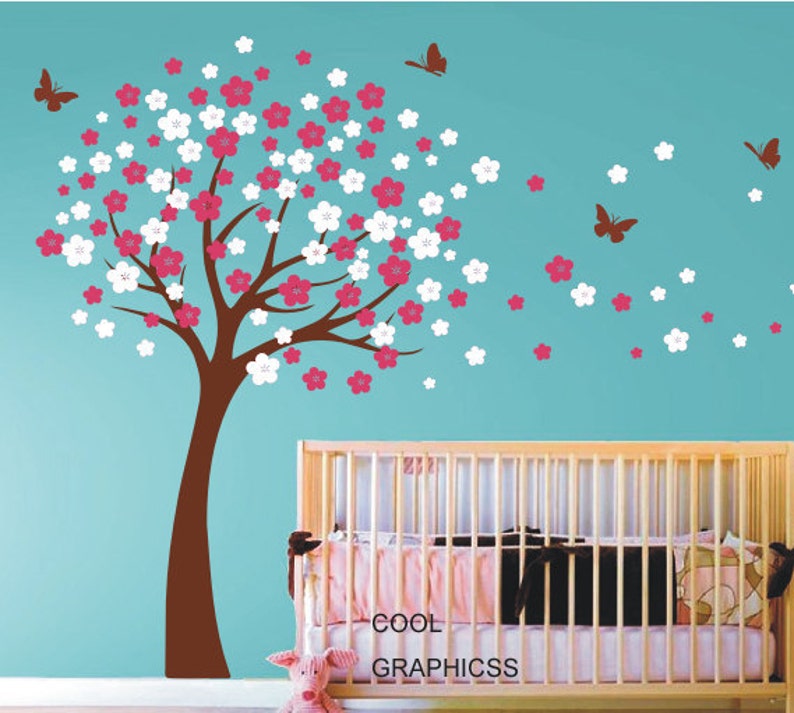 Cherry Tree Wall Decal Nursery Wall Decals Trees Wall Sticker Etsy