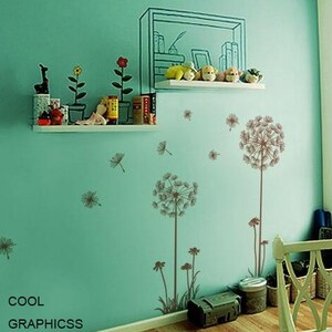 Dandelions in the Wind White Green Vinyl Wall Decal Sticker Art for bedroom,living room image 3