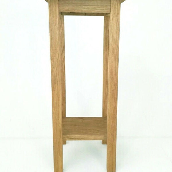 Solid oak side, plant, end, bedside square wood table. UK handmade to any size.