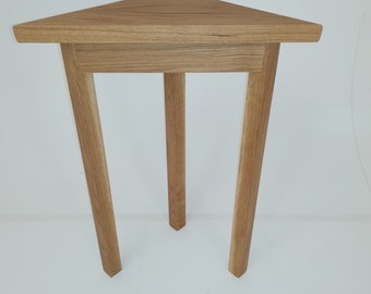 Solid oak corner side, end, wood triangle UK handmade to any