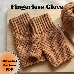 Patrón de crochet para guantes texturizados sin dedos (PDF) / Calentadores de muñeca cómodos, mitones de invierno modernos, ideales para principiantes, descarga digital