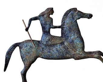 Ancient Greek Horse Riding Bronze Statue, Horse & Jockey Metal Art Sculpture Museum Replica, Horse Art Statue, Equine Decor, Greek Art Decor