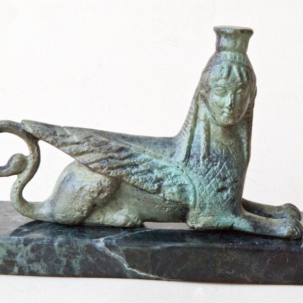 Ancient Greek Shinx Mythical Creature Bronze Statue, Greek Mythology Monsters, Metal Greek Art Sculpture, Home Art Decor