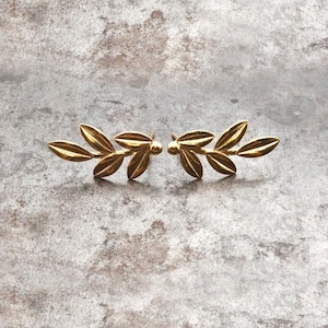 Gold Olive Leaves Earrings, Olive Twig Stud Earrings, Elegant Olive Branch  Delicate Earrings, Greek Goddess Athena Symbol, Greek Jewelry
