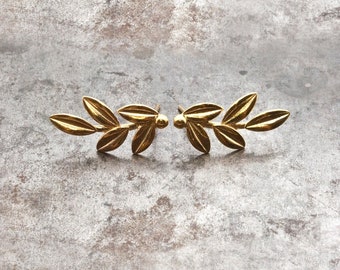 Gold Olive Leaves Earrings, Olive Twig Stud Earrings, Elegant Olive Branch  Delicate Earrings, Greek Goddess Athena Symbol, Greek Jewelry