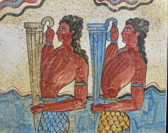 雄牛が跳躍するミノア文明のプレート クレタ島 ミノア文明のレリーフ