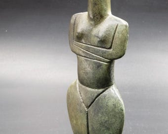 ギリシャキクラデス諸島の抽象的なブロンズ像、博物館のレプリカ古代芸術金属彫刻、ミニマリストのホームデコレーション