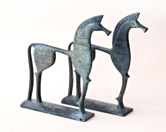 Sculpture de cheval en bronze de la Grèce antique, réplique de musée de l'ère géométrique, art grec, décor équin, cadeau pour amateur de chevaux