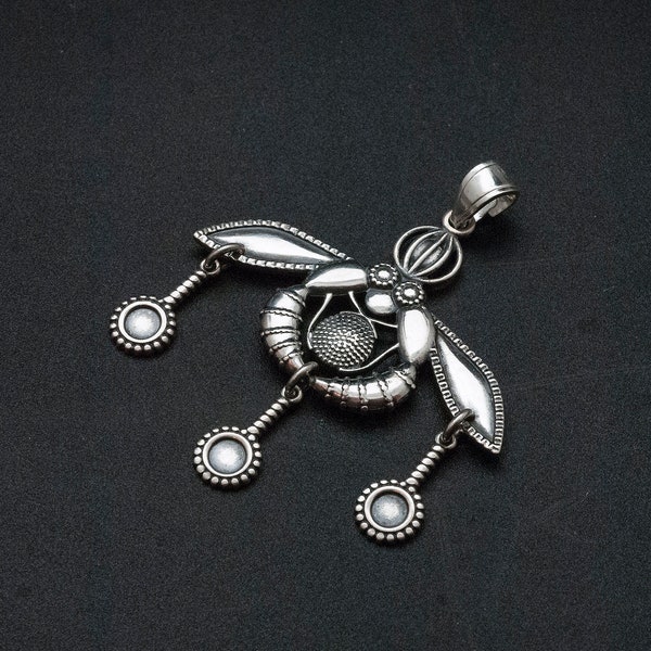 Minoan Bees Sterling Silver Pendant, Ancient Greek Wearable Art Necklace Museum Replica, Greek Jewelry, Crete Greece