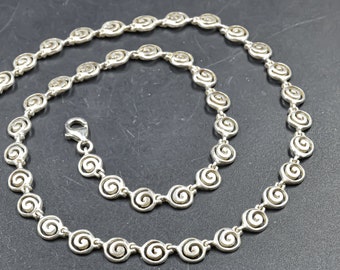 Sterling Silver Greek Minoan Spiral Necklace, Ancient Greek Jewelry Infinity Statement Necklace, Unisex Necklace Gift