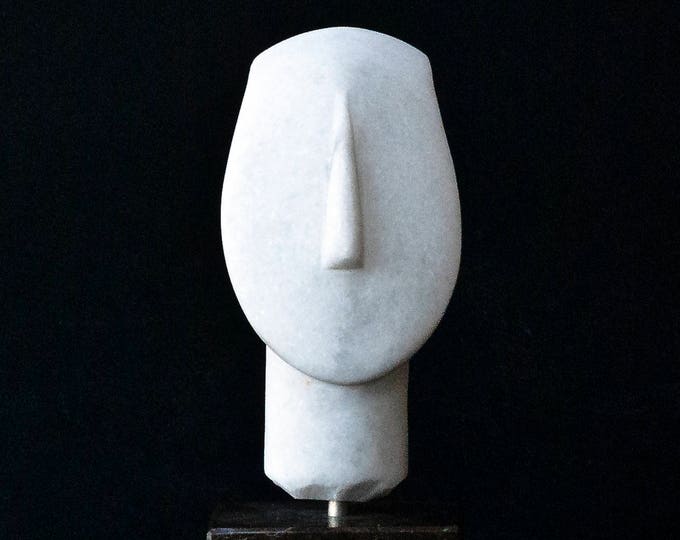 Small White Marble Sculpture Abstract Cycladic Figurine Head Etsy