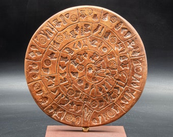 Minoan Terracotta Phaistos Disc, Ancient Crete Greek Art Sculpture, Museum Replica, Ancient Mystery, Greek Mythology, Art Gift