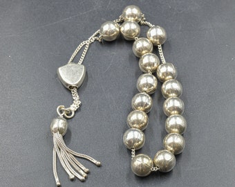 Sterling Silver Worry Beads Greek Komboloi with Sterling Silver Tassel, Relaxation and Passing Time Toy, Unique Gift for Him