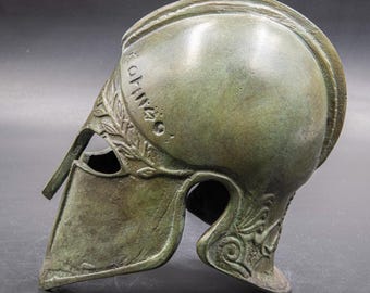 Ancient Greek Corinthian-Spartan Bronze Helmet, Museum Art Sculpture Replica, Greek Art Decor, Unique Statement Gift for Him