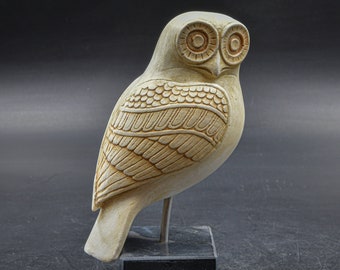 Owl Sculpture, Goddess Athena Symbol, Bird of Wisdom Symbol of Library and Books, Ancient Greek Art, Museum Replica