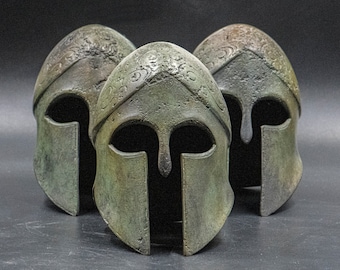 Ancient Greek Bronze Helmet, Greek Key Crest Helmet, Corinthian War Helmet, Museum Replica Art Metal Sculpture, Office Decor - Ireland