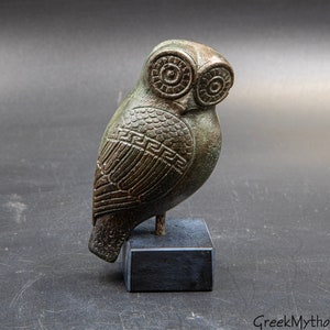 Owl Sculpture, Greek Museum Replica, Ancient Greece Art, Goddess Athena Symbol, Bird of Wisdom Symbol of Library and Books
