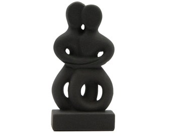 Cycladic Lovers Figurines Statue, Ancient Greek Minimalist Cycladic Art Sculpture Museum Replica, Lovers Black Abstract Sculpture