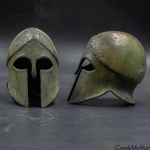 Ancient Greek Bronze Helmet, Corinthian Spartan War Helmet Museum Replica, Metal Art Sculpture, Collectible Art Gift image 2