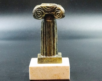 Ancient Greece Ionic Order Bronze Small Column, Greek Architecture, Handmade Metal Art Sculpture, Museum Quality Art, Home Art Decor