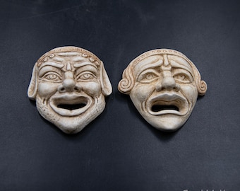 Ancient Greek Drama Theater Masks, Set of 2 Comedy/Tragedy Actors Masks, Theatre Symbol Museum Reproduction, Theatre Lover Gift