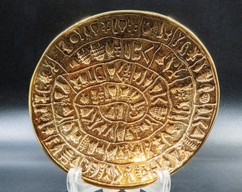 Minoan Phaistos Disc Decorative Bronze Plate for Display, Greek Minoan Crete Art Sculpture, Museum Replica, Greek Art Decor