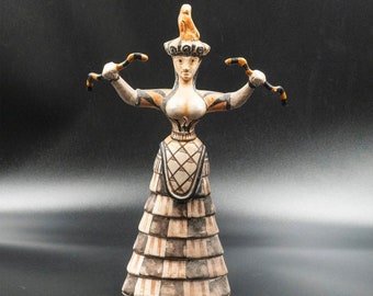 Goddess of Snakes, Minoan Crete Greek Goddess Figurine, Ancient Greek Art, Museum Replica, Greek Decor, Art Gift, Art Decor