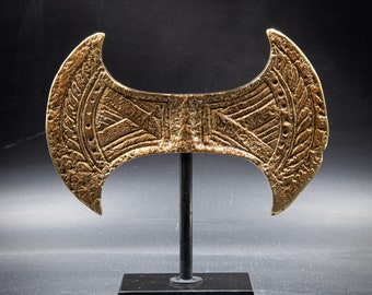 Ancient Minoan Double Ax, Cretan Religious Symbol Museum Replica, Ancient Greece Bronze  Art Sculpture, Greek Mythology