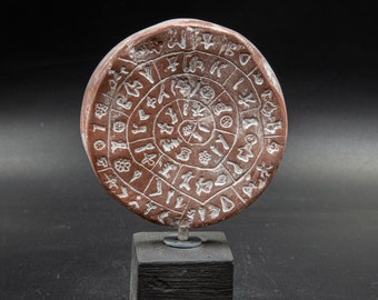 Small Minoan Phaistos Disc,  Ancient Crete Greek Art Sculpture, Museum Replica, Ancient Mystery, Greek Mythology, Art Gift