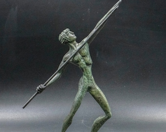 Javelin Thrower Bronze Statue, Spear Thrower Athlete, Ancient Greece Olympic Games,  Museum Quality Metal Art Sculpture