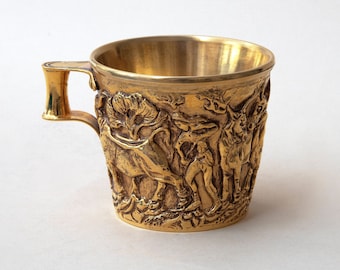 Mycenaean Gold Cup, Ancient Greek Artifact Museum Replica in Copper 24K Gold Plated, Collectible Greek Art, Vapheio Gold Cup