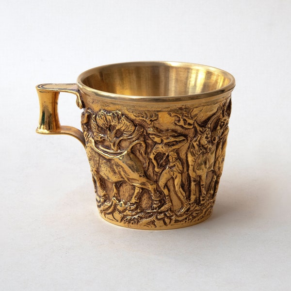 Mycenaean Gold Cup, Ancient Greek Artifact Museum Replica in Copper 24K Gold Plated, Collectible Greek Art, Vapheio Gold Cup