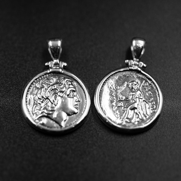 Sterling Silver Greek Ancient Coin Pendant, Alexander the Great Coin Unisex Necklace, Greek Coin Jewelry, Museum Replica