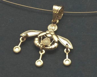 Ancient Minoan Gold Bees Pendant, Crete Bees Museum Replica Necklace, Sterling Silver Gold Plated Greek Jewelry, Wearable Art
