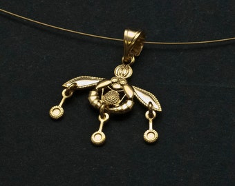 Ancient Minoan Gold Bees Pendant, Crete Bees Museum Replica Necklace, Sterling Silver 24k Gold Plated Greek Jewelry, Wearable Art