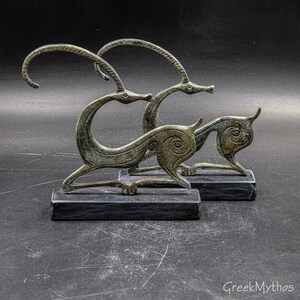 Ibex Wild Goat Bronze Statue, Greek Geometric Era Art Museum Replica Sculpture, Capricorn Constellation Zodiac Sign Gift, Art Decor image 2