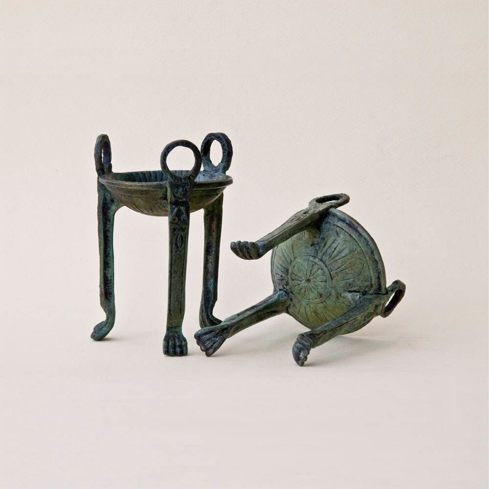 Bronze Vessel, Greek Sculpture Tripod Mini Bowl, Tealight Holder
